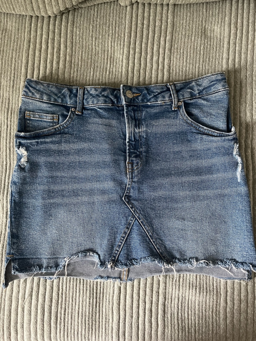 H&M Blue Distressed Denim Skirt